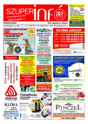 Kiskunfélegyházi Szuperinfó 2025. augusztus 22.